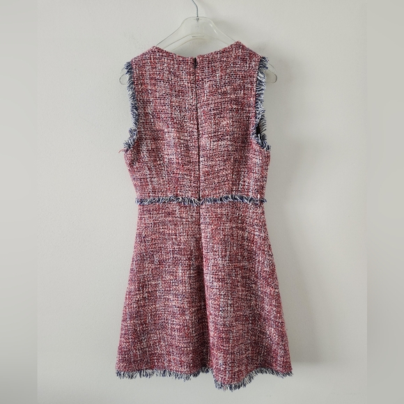 ZARA | Iconic Red Navy Raw Edge Tweed Pinafore Shift Dress red navy sz S - Picture 4 of 6